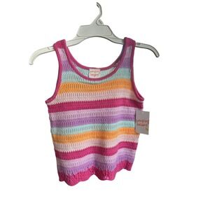 Jumping Beans Girls Knit Tank Top‎ Striped Sleeveless Colorful Size 7 NWT